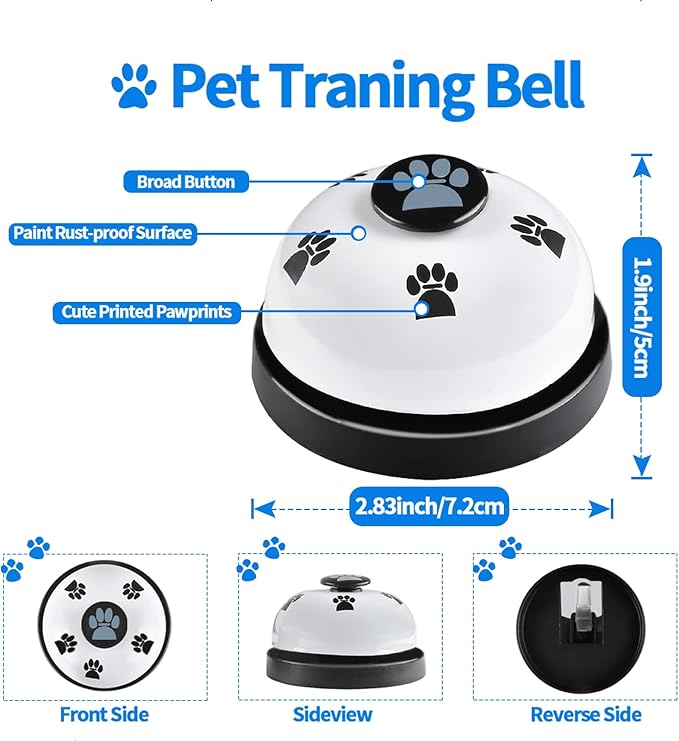 3 Pack Dog Doorbells, Pet Training Bells for Outside Potty Training and Communication, Bell for Dog Cat Puppy Interactive Toys (White, 3 Pack)