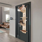 4-Tier Door Hanging Cat Tree, 67 Inch Vertical Climbing Frame with Scratching Posts & Cat Bed, Multi-Level Solid Wood Board for Kittens Jumping & Playing