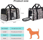 Petmolico Cat Carrier Soft-Sided Pet Bag for Small Medium Cats Puppies 16LBs - Airline Approved Pet Travel Carrier 3 Open Doors (Medium,Leopard)