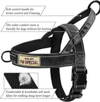 Green No Pull Dog Harness for Small Medium Large Sized Dog, Reflective Escape Proof Adjustable Dog Harnesses with 2 Patch, M
