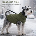 ASENKU Windproof Dog Winter Coat Waterproof Fleece Jacket Cold Weather Pet Apparel for Small Medium Large Dogs (ArmyGreen, M)