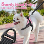 rabbitgoo Dog Harness Medium Sized, No Pull No Choke Pet Vest, Easy Wearing with One Buckle, Reflective, Adjustable Pet Harness with Molle for Walking, Training, Pink, M
