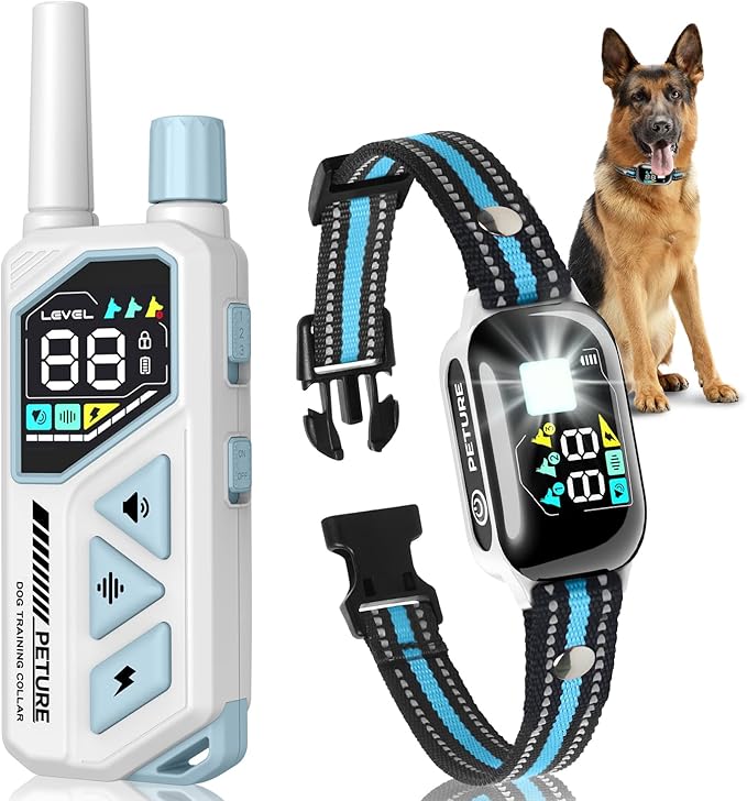 Dog Shock Collar with Remote - 3300Ft New Upgraded Dog Training Collar with 5 Modes, IPX7 Waterproof Remote Training Collar for Small Medium Large Dogs, Flashlight & Reflective Strap for Night Safety