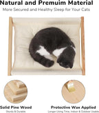 FUKUMARU Cat Bed Hammock, Cozy Velvet Cat Couch for Indoor Cats, Raised Wooden Cats Perch, 21 Inch Pet Sofa, Outdoor Dog Beds, Suitable for Puppy, Bunny and Small Animal, White