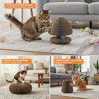 Kitty Kurlz Magic Organ Cat Scratcher Toy, Expandable Cardboard Cat Scratching Board, Interactive Cat Tunnel & Cat Bed with Bell Ball, Helps Protect Furniture & Keep Cats Active