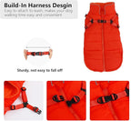 Geyecete Winter Warm Coat Waterproof Dog Winter Jacket with Harness Traction Belt,Windproof Pet Outdoor Jacket Dog Autumn-Orange-XXL