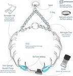 Herm Sprenger Chrome Plated Steel Dog Collar with Quick Release ClicLock Buckle and Biothane Insert Training Collar for Dogs Made in Germany (Sky Blue, 23in x 3.2mm(Neck Size up to19-20in))