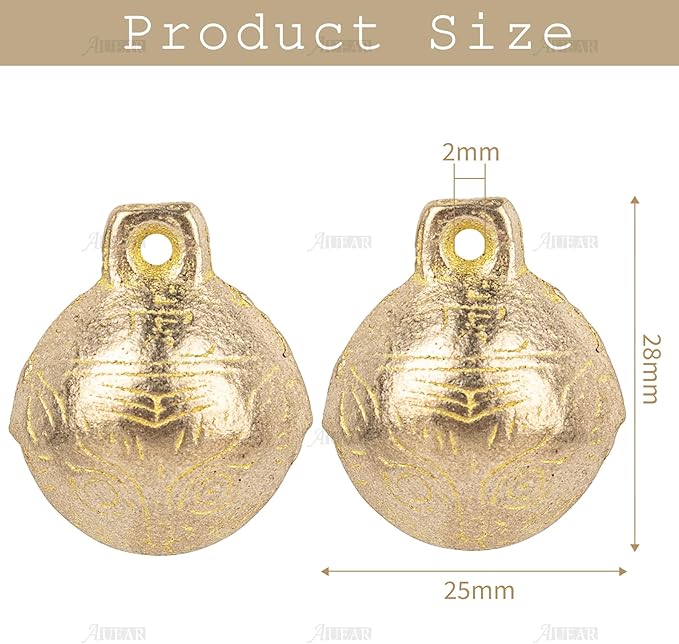 AUEAR, 30 Pieces Vintage Brass Bells 25mm Mini Jingle Bell for DIY Wind Chimes Home Decor