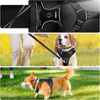 WINSEE Dog Harness No Pull, Pet Harnesses with Dog Collar, Adjustable Reflective Oxford Outdoor Vest, Front/Back Leash Clips for Small, Medium, Large, Extra Large Dogs, Easy Control Handle for Walking
