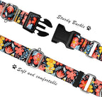 Hikiko Martingale Collar for Dogs Cute Floral Dog Collar for Small Medium Large Dogs Soft Nylon Adjustable Dog Collars (Flower Grass,Small)