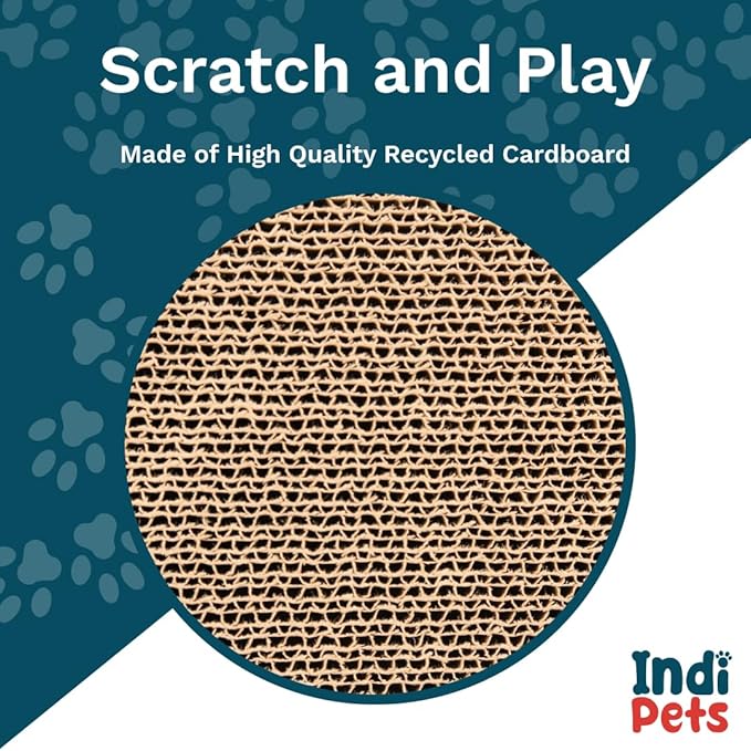 Indipets Two Pieces Extra Wide Cat Scratching Pads, Two Pieces of Large Cardboard Scratchers, Reversible Cat Scratcher