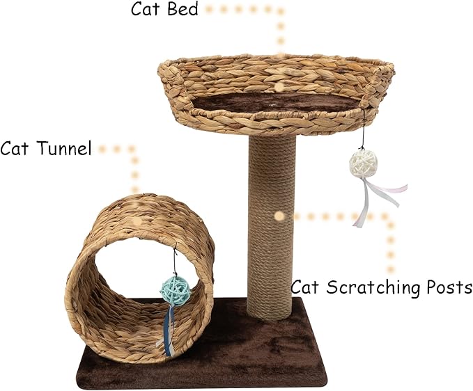 Cat Scratching Post,Cat Scratcher Tree Tower Scratching Posts for Indoor Cats with Cat Toy Mouse Hole and Interactive Ball for Kittens Adults Cats