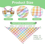 Spring Dog Bandana XLarge 1PCS, Colorful Plaid Dog Bandana, Easter Scarf for Boy and Girl, Summer Durable Triangle Reversible Bibs for Puppy Pet