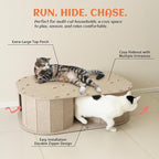 PETKARAY Large Felt Cat Tunnel, Double S-Shaped Hideaway for Indoor Cats, Interactive Cat Bed Cave and Hideout, 34x22.8x10.2 inches Beige