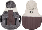 Detachable Hooded Dog Coat with Harness for Small Dogs,Super Warm Fleece Puppy Jacket for Cold Winter Doggie Coats,Brown S