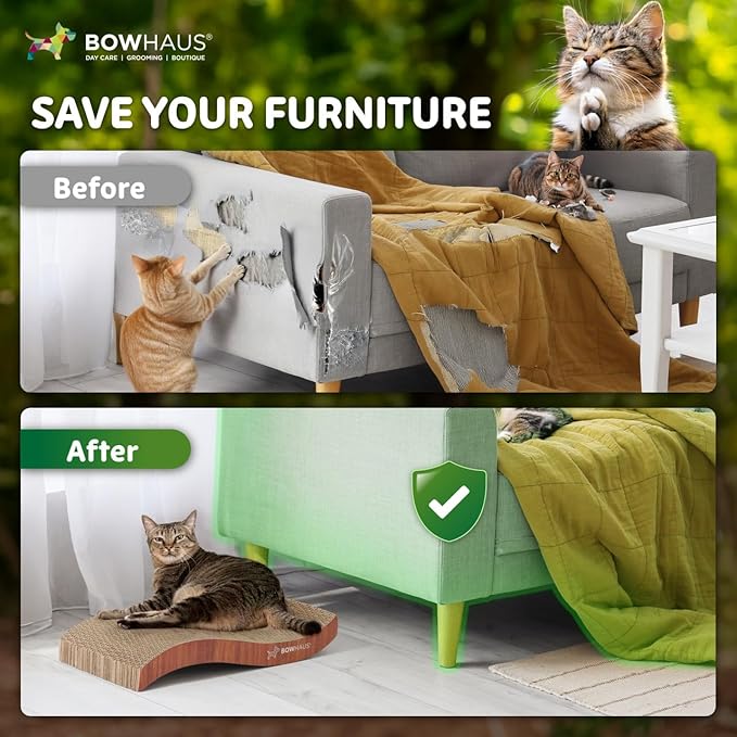 Curved Cat Scratcher Cardboard, Reversible Scratcher, Durable & Long-Lasting, Cat Cardboard Scratcher, Large Cat Scratching Pad, Scratching Board, Curving Scratch Pad for Indoor Cats, Brown