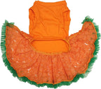 Petitebella Green Sequins Clover Puppy Dog Dress (Orange/Green Lace, Small)