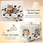 Tangkula 30 Inch Small Cat Tree, Unique Cat Tower with Jute Scratching Post, 2-Door Condo, Padded Top Perch, Jumping Platforms, Cow Print Aesthetic Cat Tree for Indoor Cats