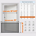 Dog Gate Indoor Pet Gates for Stairs: Dogs Screen Mesh Gate for The House Magic Gate for Kitchen Doorways Hallway Stairways Safety Porch Yard 30 inch Tall, 65 inch Wide