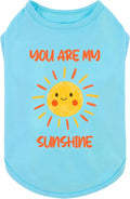 Fitwarm You are My Sunshine Dog Shirt, Tropical Summer Clothes for Small Dogs Boy Girl, Funny Pet Outfit, Blue, Yellow, XS