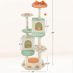 Yaheetech 57.5in Cat Tree Tower, Multi-Functional Activity Center w/Cat Paw-Shaped Platform, Scratching Posts, 2 Condos and Dangling Balls for Indoor Cats to Relax