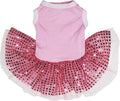 Petitebella Plain Sequins Tutu Puppy Dog Dress (Pink/Pink, X-Small)