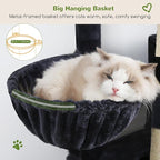 Globlazer 45" Cat Tree for 2-3 Medium Cats, Multi-Level Cat Tower with Scratching Board for Kittens and Senior Cats, Condo & Hammock Space Saving Cat Tower, F45, Dark Grey