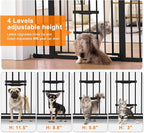 FURTIME 29"-41" Baby Gate with Cat Door Adjustable, Auto Close Dog Gate for Stairs,Doorways and House, Metal Pet Door Pressure Mounted,Easy Install, Effortless Walk Thru, Black