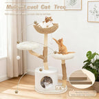 MOLACHI Modern Cat Tree Tower, 41in Tall Real Solid Wood Cat Tree for Indoor Big Cats, Plush Multi-Level Cat Condo with Sisal-Covered Scratching Posts, Dangling Ballor Fun Play, Ideal Pet Gift