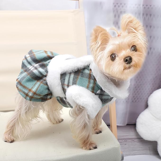 Dog Christmas Sweater Dog Winter Clothes for Small Dogs Boy Girl Fall Puppy Dress Warm Fleece Chihuahua Yorkie Teacup Doggie Sweaters Dresses Doggy Sweater for Small Dogs Girl Cat Outfits, Green, XS