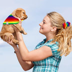 E-Clover Pride Dog Bandanas & Matching Scrunchie Set Rainbow Dog Bandana Scarf with Hair Tie for Medium Large Dogs Pet Owner Mom Gifts