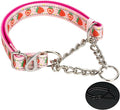 Strawberry Martingale Dog Collar with Chain -Reflective No-Pull Dog Collar, Adjustable Choker Collar for Medium,Large & XL Dogs (Large)