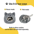 CATISM Cat Bed, Cat Beds for Indoor Cats - Kitten Bed Cave Washable, Soft Plush Hooded, Removable Pillow, Non-Slip Base, Large Cave for Kitty