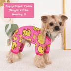 Dog Pajamas Pjs Spring Summer Dog Clothes for Small Dogs Girl Boy, Soft Stretchy Tiny Chihuahua Yorkie Puppy Clothes Doggie Onesies Cat Pet Jammies Outfit, Pink Duck, S