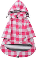 Dog rain Coat Waterproof Raincoat Puppy Jacket with Legs Buttons Zipper Hood Drawstring Fit for Yorkie Terrier Schnauzer Poodle Border Collie Labrador Golden Retriever 8lbs to 80lbs Pink M