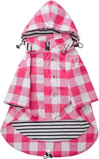 Dog rain Coat Waterproof Raincoat Puppy Jacket with Legs Buttons Zipper Hood Drawstring Fit for Yorkie Terrier Schnauzer Poodle Border Collie Labrador Golden Retriever 8lbs to 80lbs Pink XS