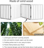 ZJSF Freestanding Indoor Dog Gate for House Foldable Wood White Puppy Gate for Doorways Pet Gate for Stairs Extra Wide Pet Fence 24" Height 4 Panels