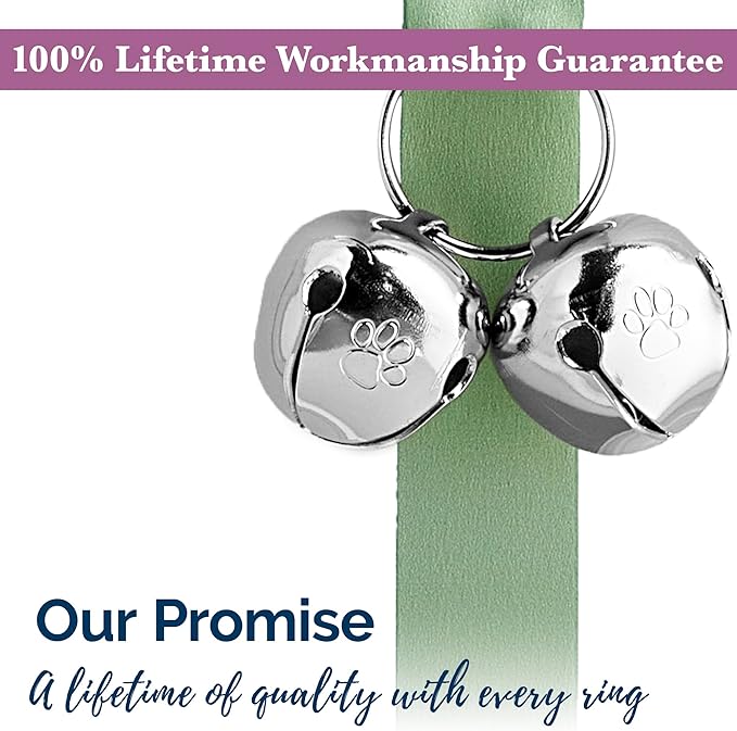 PoochieBells Dog Door Bells for Potty Training, Quick & Easy Puppy Potty Training Method Included, Handcrafted in USA with Loud, Paw-Safe Bells, Celery Green
