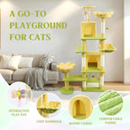 71 inch Flower cat Tree with Large condo Removable Flower Cushion and Hammock Yellow