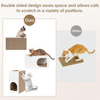 EHEYCIGA Cardboard Cat Scratcher House, 20-Inch Corrugated Cat Scratcher for Indoor Cats, Large Scratching Board Pad, White