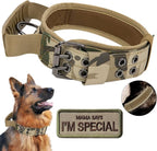 Tactical Dog Collar with Handle - Military Adjustable Dog Training Collar Soft Nylon and Heavy Duty Metal Buckle for Medium Large Dogs - with Patch (Camo with Patch, Large)