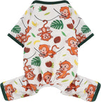 Dog Pajamas Pjs Spring Summer Dog Clothes for Small Dogs Girl Boy, Soft Stretchy Tiny Chihuahua Yorkie Puppy Clothes Doggie Onesies Cat Pet Jammies Outfit, Brown Monkey, L