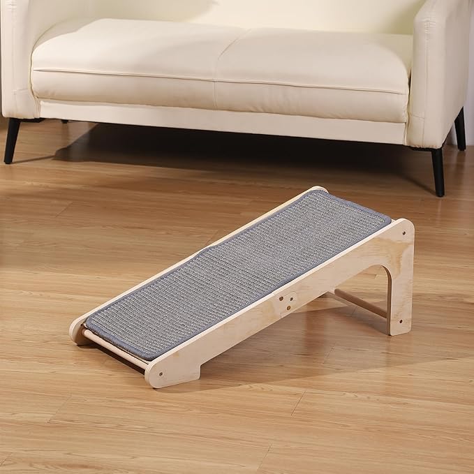 Cat Scratcher Ramp, L Shaped Scratchers for Indoor Cats, Sisal Scratch Pad Furniture Protector, Scratching Board With Ball Toy