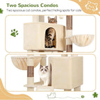 Globlazer Sturdy Cat Tree, 69-inch Large Cat Tower for Indoor Adult Cats 20 lbs Heavy Duty Cat Tree for Big Cats with Large Platform, 6 Scratching Post,Sisal Scratching Board, S69B, Beige