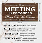 HALUOSI Please Do Not Disturb Wooden Sign, Meeting in Progress, Hanging Printed Wood Plaque Decor, 12x6 Inch, MDF