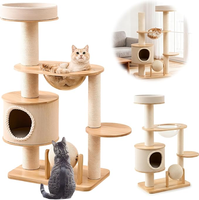 Cat Tree Tower, Indoor Cat Climbing Nests Wear Resist Decorative Tower Cat Bed Breathable Pet Supplies Climbing Frame