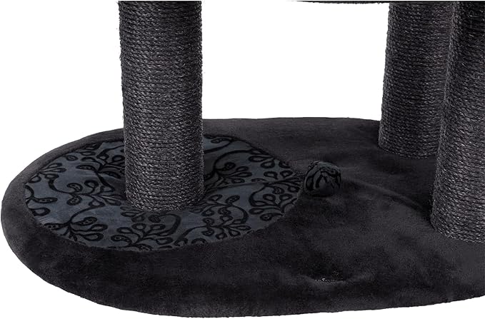 TRIXIE Filippo 50-in Cat Tower, Sisal Scratching Posts, Cat Tree with Hammock, Platforms, Bed, Dangling Cat Toys, Black