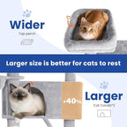 Cat Tree 82 in Multi-Level Cat Tower for Indoor Cats, Heavy Duty Large Cat Tree with Sisal Scratching Posts, Hammock, 2 Perches, 2 Condos, 2 Hanging Baskets, Light Grey