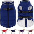 Dogcheer Dog Coat, Waterproof Dog Jacket with Harness, Reflective Adjustable Puppy Winter Coat with Zipper, Christmas Snow Jacket Clothes for Small Medium Large Dogs - Blue S