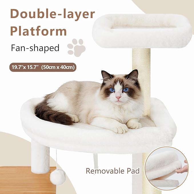 Cat Tree, 70.9 Inch Wood Cat Tower for Large Cats Adult, Modern Cat Furniture with Double-Layer Wooden Cat Condo, 2 Platforms, Large Hammock and Scratching Posts, Walnut GCT102WB